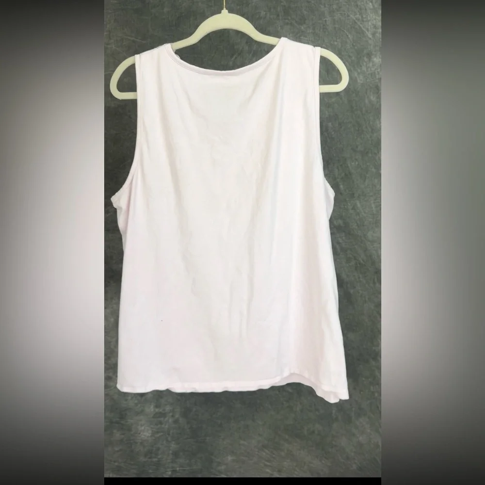 CJ Banks Light Pink Sleeveless Lace-Trim V-Neck Top | Size 1X - Picture 3 of 5